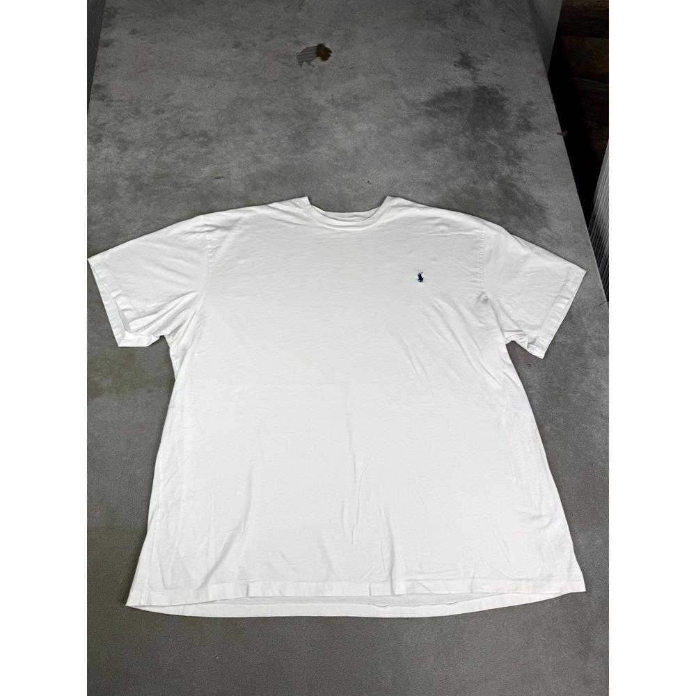 Polo Ralph Lauren T-Shirt Mens 3XLT White Blue Pony Knit Cotton Everyday Wear
